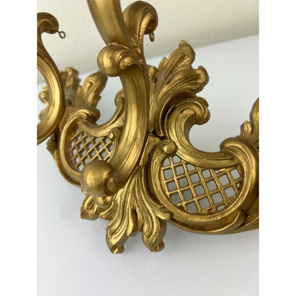 Triple Plastic Gold Candle Curved Wall Sconce MCM Homco USA Hollywood Regency - Picture 8 of 16